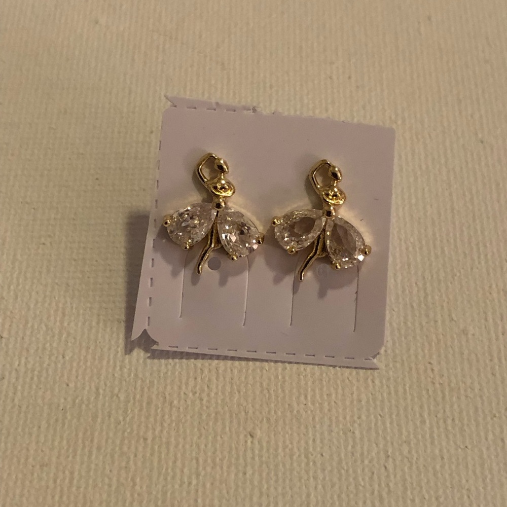Gold and Clear Crystal Floral Drop Earrings